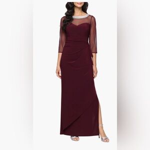 Alex Evenings Illusion Embellished Detail Jersey Gown Size:20W $199